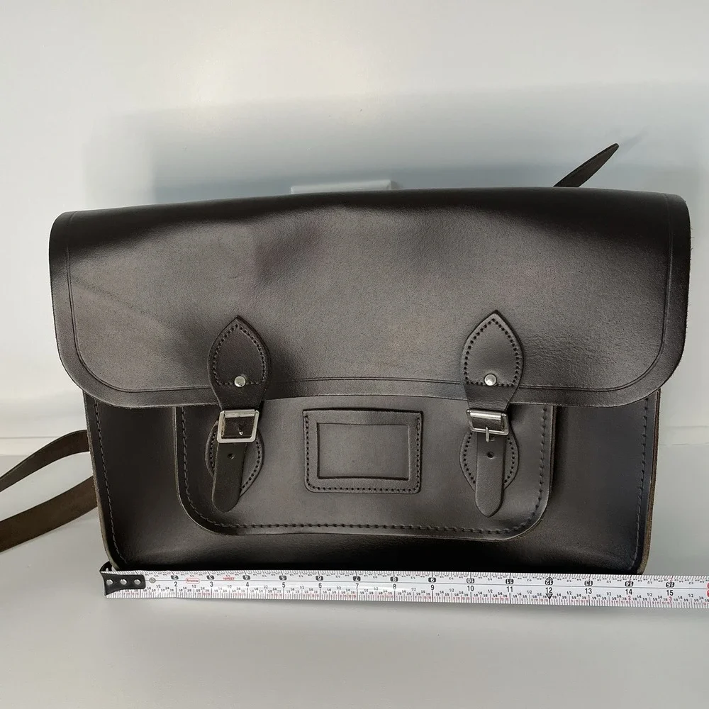 The Cambridge Satchel Company 15" Crossbody Messenger Bag Brown Leather Batchel - Picture 11 of 16